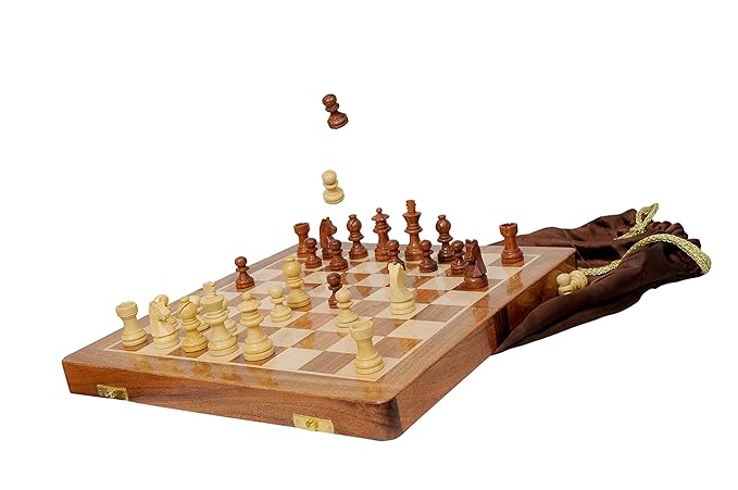 Chess Board Folding Magnetic14 Inch, Premium Design Gloss Polish India Made