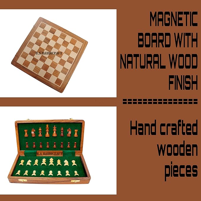 Chess Board Folding Magnetic14 Inch, Premium Design Gloss Polish India Made